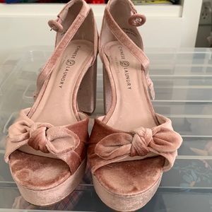 Chinese Laundry pink velvet platforms